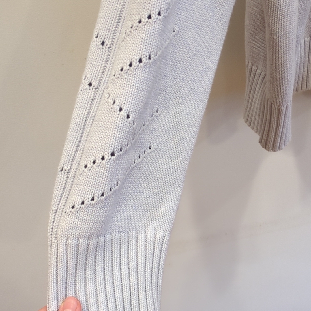 WVN Organic Cotton Hudson Cardigan Light Gray Blue Purple Large Minimalism Basic - Picture 6 of 10